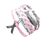 Infinity Hope Faith Cancro al Seno Consapevolezza Segno Fascino Bracciale Multistrato Elegante e popolareDurability