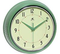 Infinity Instruments LTD. Orologio da parete retrò da 22,9 cm, silenzioso, senza ticchettio, stile moderno, per cucina, sala da pranzo, movimento al quarzo, orologio da parete retrò decorativo (verde)