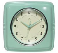 Infinity Instruments Orologio da parete quadrato retrò, verde pastello, 23,5 cm