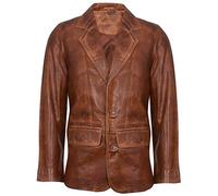 Infinity Leather Blazer in Vera Pelle Marrone Chiaro da Uomo Cappotto da Giacca Vintage Personalizzato in Pelliccia Italiana M