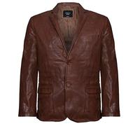 Infinity Leather Blazer in Vera Pelle Marrone Uomo Morbido Cappotto in Vera Giacca Italiana Aderente 5XL