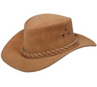 Infinity Leather Cappello Abbronzatura Australiano da Cowboy Stile Western Outback in Vera Pelle Scamosciata Aussie Bush