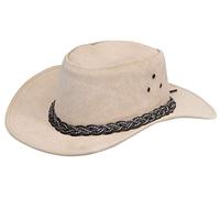 Infinity Leather Cappello Australiano Unisex in Stile Western Cammello Pelle Scamosciata Western Cowboy L