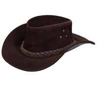 Infinity Leather Cappello Australiano Unisex in Stile Western in Marrone Pelle Scamosciata Western Cowboy M