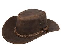 Infinity Leather Cappello Australiano Unisex in Stile Western Marrone Pelle Scamosciata Western Cowboy M