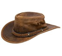 Infinity Leather Cappello da Cowboy Aussie in Vera Pelle Australiana Abbronzatura Western Outback Bush