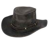 Infinity Leather Cappello da Cowboy Aussie in Vera Pelle Australiana Nero Western Outback Bush