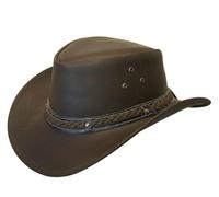 Infinity Leather Cappello Marrone Australiano da Cowboy Stile Western Outback in Vera Pelle Aussie Bush