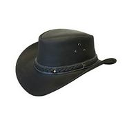 Infinity Leather Cappello Nero Safari in Pelle Occidentale Unisex in Stile Cowboy Australiano XXL