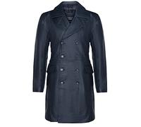 Infinity Leather Cappotto Lungo da Uomo in Pelle Nera Stile Trench U-Boat Militare Tedesco della II Guerra Mondiale 2XL