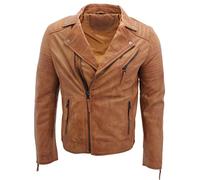 Infinity Leather Croce abbronzarsi Zip Brando Pelle Chiodo Uomo