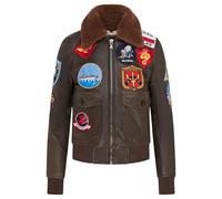 Infinity Leather Da donna Marrone Air Force A2 Volo Pelle Collare di pelle di pecora Bomber Giacca