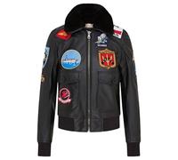 Infinity Leather Da donna Nero Air Force A2 Volo Pelle Collare di pelle di pecora Bomber Giacca
