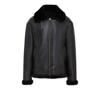 Infinity Leather Giacca Bomber Aviator Nera B3 In Shearling In Vera Pelle Lana