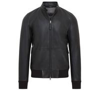 Infinity Leather Giacca Bomber In Pelle Nappa Nero Con Zip Tasche Zip