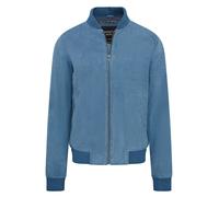 Infinity Leather Giacca Bomber MA-1 in Camoscio Blu 100% Pelle Suede