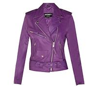 Infinity Leather Giacca da Donna in Vera Pelle di Vacchetta Colore Viola in Stile Classico Brando da Motociclista S