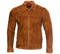Infinity Leather Giacca da Motociclista Harington in Pelle Scamosciata Abbronzatura 100% Capra da Uomo S