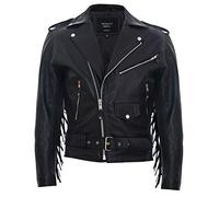 Infinity Leather Giacca da Motociclista retrò in Pelle Sintetica Brando con Rivestimento in Fringe da Uomo