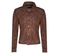 Infinity Leather Giacca da Uomo Abbronzatura in Pelle Scamosciata di Capra, Giacca da Camionista in Pelle di Jeans Casual