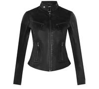 Infinity Leather Giacca Donna Biker Slim Nero In Pelle Vera Con Zip