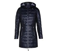 Infinity Leather Giacca imbottita in pelle nera da donna soprabito trapuntato con cappuccio e trench parka XL