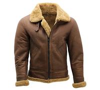 Infinity Leather Giacca Marrone B3 da Uomo di Shearling WW2 Bombardiere Giacca Aviatore in Pelle