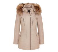 Infinity Leather Giacca Parka in Pelle Beige da Donna, Trench Trapuntato con Cappuccio Staccabile