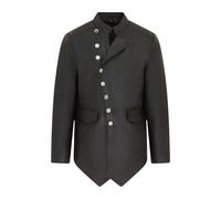 Infinity Leather Giacca Vintage Nera In Pelle Di Agnello Stile Militare Mandarin
