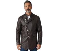 Infinity Leather Giacca Vintage Nera In Pelle Di Agnello Stile Militare Mandarin