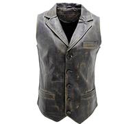 Infinity Leather Gilet in Pelle Intelligente Uomo Annata Nero