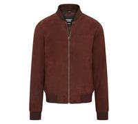 Infinity Leather Giubbotto bomber college MA-1 da uomo in morbida pelle scamosciata di capra marrone