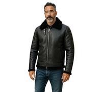 Infinity Leather Giubbotto bomber da aviatore B3 in montone da uomo - Cappotto da pilota in vera pelle di pecora, stile aviazione vintage della seconda guerra mondiale