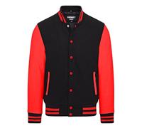 Infinity Leather Giubbotto bomber universitario in pelle rossa e lana nera da baseball di Letterman