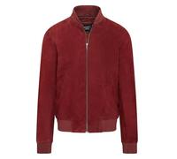 Infinity Leather Giubbotto bomber universitario MA-1 da uomo in morbida pelle scamosciata di capra bordeaux