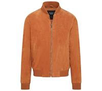 Infinity Leather Giubbotto bomber universitario MA-1 da uomo in morbida pelle scamosciata di capra marrone chiaro