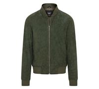 Infinity Leather Giubbotto bomber universitario MA-1 da uomo in morbida pelle scamosciata di capra verde