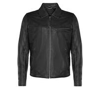 Infinity Leather Giubbotto Nero Bomber Harrington Classico da Uomo in Pelle di Vacchetta Nera con Colletto Elegante XL