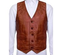 Infinity Leather Gli Uomini Liscia Capra Scamosciata Smart in Pelle Abbronzatura Gilet 2XL