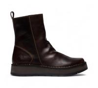 Infinity Leather Stivaletti Alla Caviglia Comodi con Cerniera e Plateau in Pelle Marrone Scuro da Donna Fly RENO053FLY