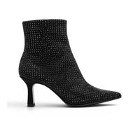 Infinity Leather Stivaletti Alla Caviglia da Donna 25385-47 Neri Con Tacco e Decorazioni di Strass.