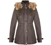 Infinity Leather Trench Donna di Pelle Marrone con Cappuccio Staccabile S