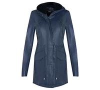 Infinity Leather Trench Marrone Chiaro Trapuntato da Donna in Pelle con Cappuccio Staccabile XL