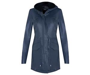 Infinity Leather Trench Marrone Chiaro Trapuntato da Donna in Pelle con Cappuccio Staccabile XS