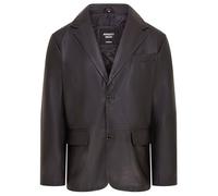 Infinity Leather Uomo 2 Bottoni Blazer in Pelle Nera Giacca in Pelle Morbida e Sartoriale Cappotto