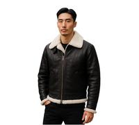 Infinity Leather Uomo Marrone Crema B3 RAF Montone Shearling Volante Pelle Aviatrice Bomber Giacca
