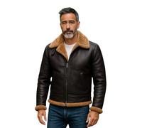 Infinity Leather Uomo Marrone Zenzero B3 RAF Montone Shearling Volante Pelle Aviatrice Bomber Giacca
