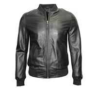 Infinity Leather Uomo Sportivo Nero Nappa Bomber Giacca in Pelle