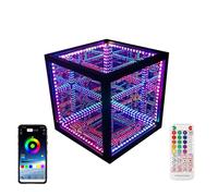 Infinity Mirror Tunnel Light - Lampada da scrivania RGB con ricarica USB, con telecomando, per cameretta dei bambini e sala giochi