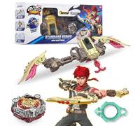 INFINITY NADO S7 Trottola con lanciatore ad arco Accelerazione infinita, trottola metallica Tipo difesa Rotazione verso destra, Giocattoli per bambini e bambine 5+, Fiery blast wheel, rosso